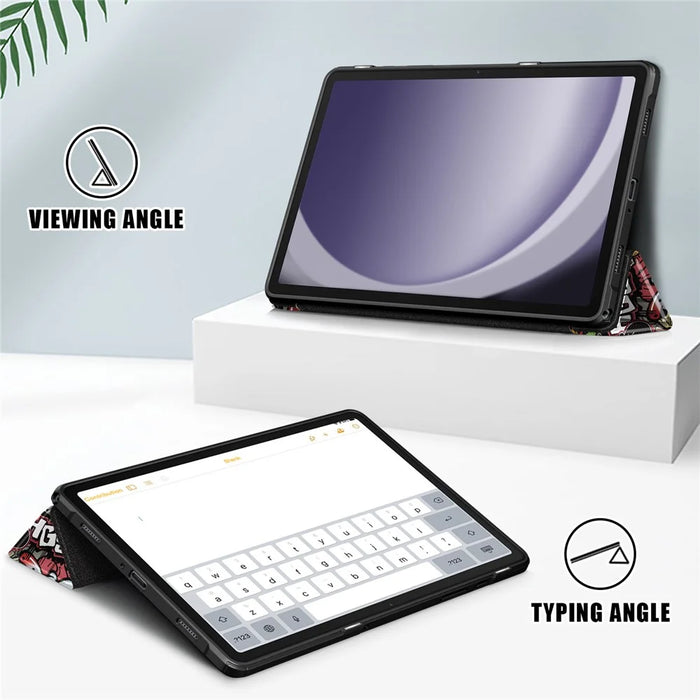 For Samsung Galaxy Tab A11+ / A9+ Case Tri-fold Stand Pattern Printing Tablet Cover - Graffiti - 4