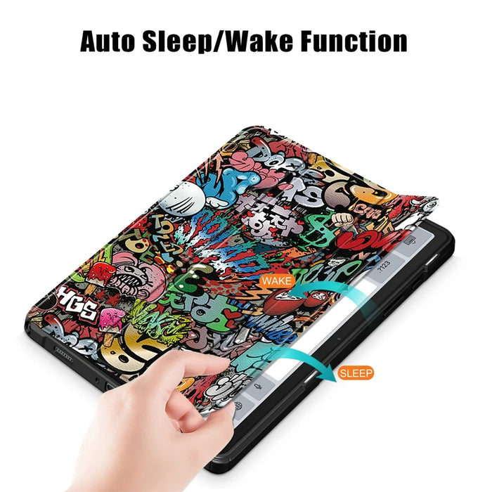For Samsung Galaxy Tab A11+ / A9+ Case Tri-fold Stand Pattern Printing Tablet Cover - Graffiti - 5