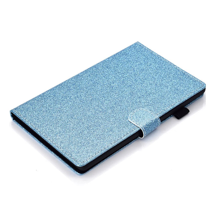 For Samsung Galaxy Tab A9+ Glittery Powder Tablet Case Card Slot PU Leather Cover - Blue - 7