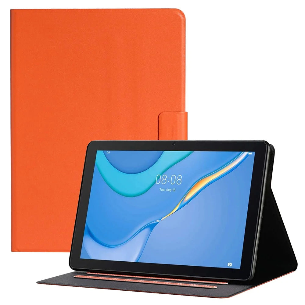 For Samsung Galaxy Tab A9 PU Leather Case Slim-Fit Card Holder Tablet Cover - Orange - 1