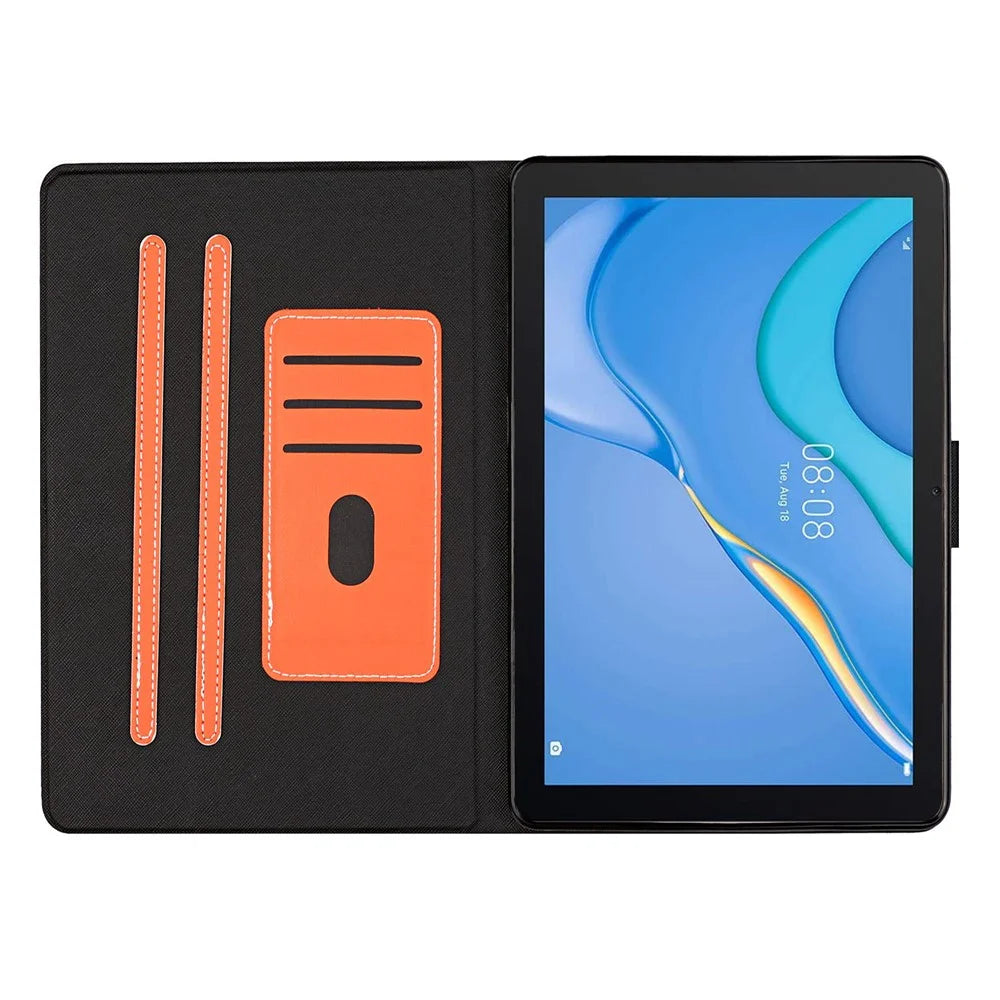 For Samsung Galaxy Tab A9 PU Leather Case Slim-Fit Card Holder Tablet Cover - Orange - 2