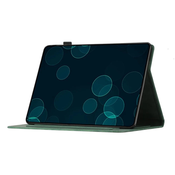 Imprinted Shell for Samsung Galaxy Tab A9 Case Card Slot PU Leather Stand Tablet Cover - Green - 3