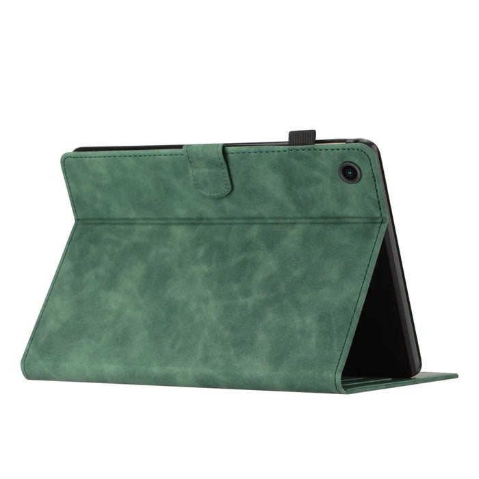 Imprinted Shell for Samsung Galaxy Tab A9 Case Card Slot PU Leather Stand Tablet Cover - Green - 4
