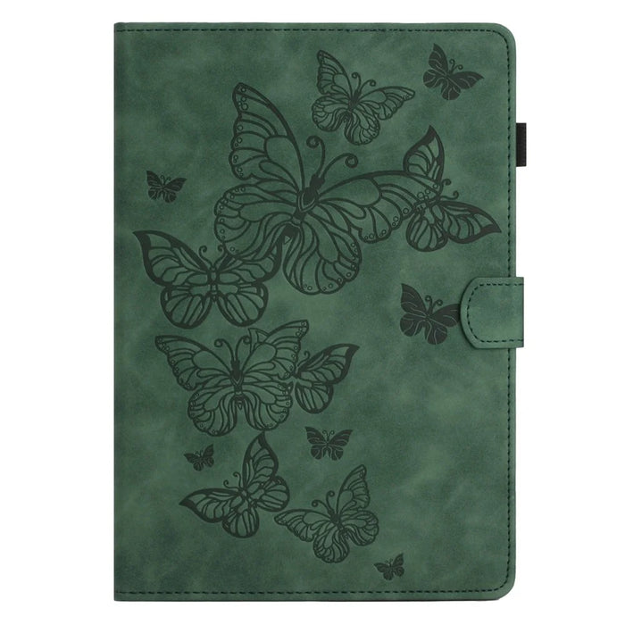 Imprinted Shell for Samsung Galaxy Tab A9 Case Card Slot PU Leather Stand Tablet Cover - Green - 7