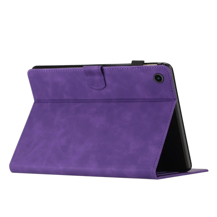 For Samsung Galaxy Tab A9+ Case Imprinted Shell Stand PU Leather Stand Tablet Cover with Card Slot - Purple - 4