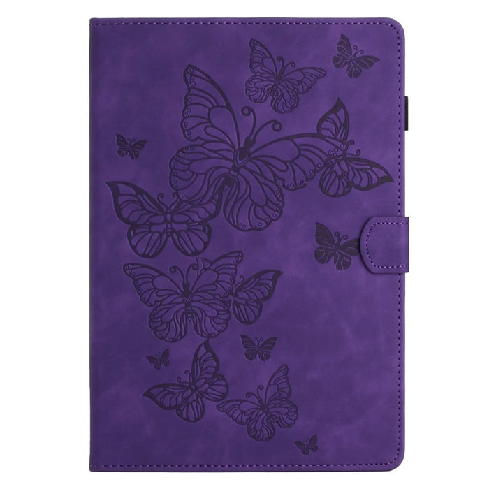 For Samsung Galaxy Tab A9+ Case Imprinted Shell Stand PU Leather Stand Tablet Cover with Card Slot - Purple - 7