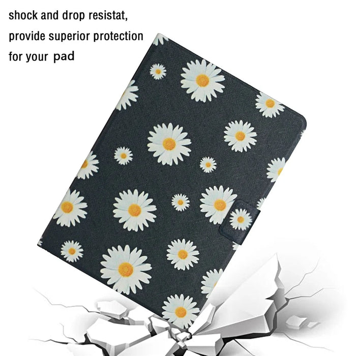 For Samsung Galaxy Tab A9 Case Pattern Printing Card Holder Tablet Leather Cover - Daisy - 4