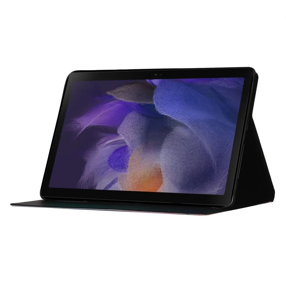 For Samsung Galaxy Tab A9+ Leather Case Card Holder Pattern Smart Tablet Cover - Wolf - 2