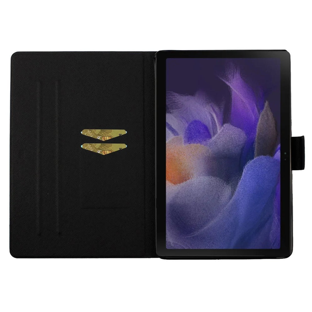 For Samsung Galaxy Tab A9+ Leather Case Card Holder Pattern Smart Tablet Cover - Wolf - 3
