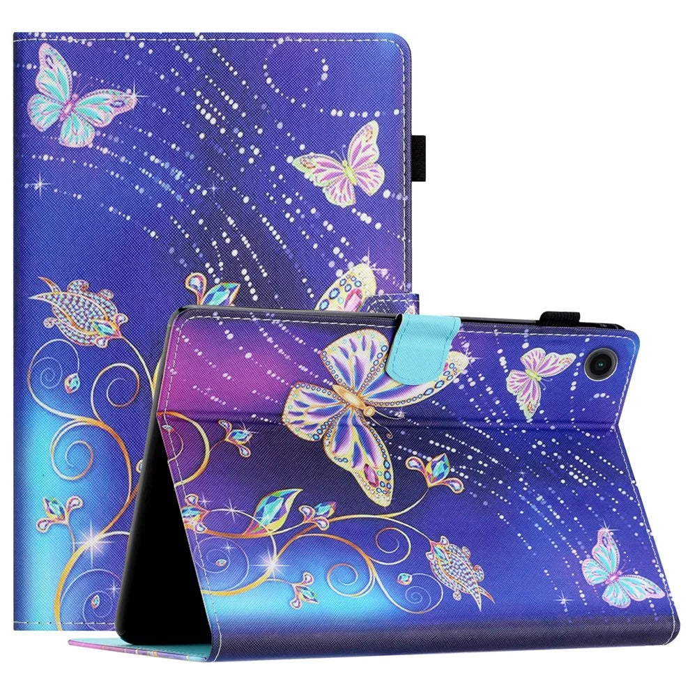For Samsung Galaxy Tab A9 PU Leather Case Folio Stand Pattern Tablet Cover with Card Slots - Butterfly - 1
