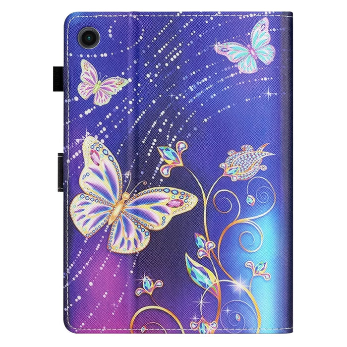For Samsung Galaxy Tab A9 PU Leather Case Folio Stand Pattern Tablet Cover with Card Slots - Butterfly - 7