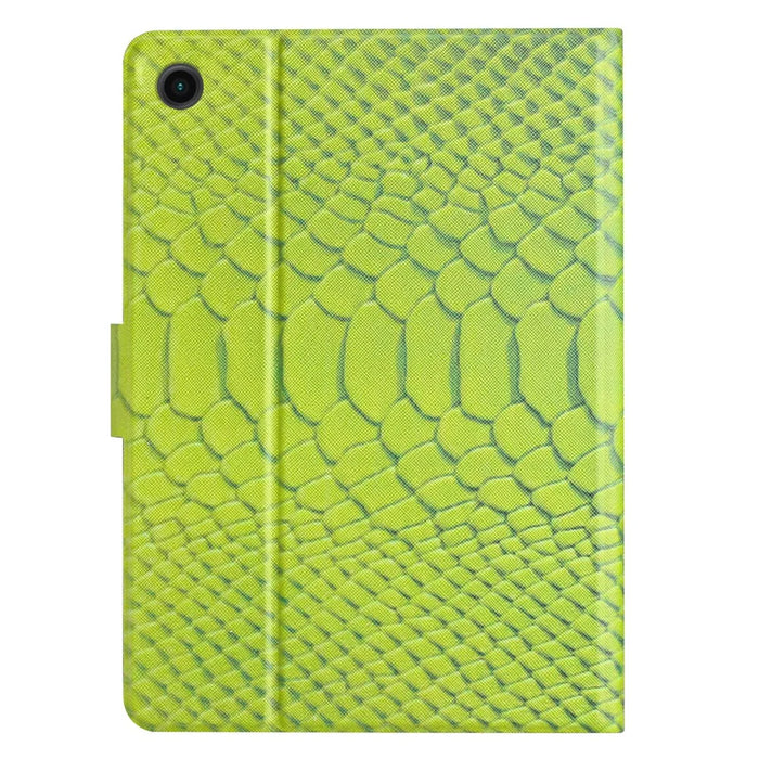 For Samsung Galaxy Tab A9 Pattern Folio Case Smart PU Leather Tablet Cover - Green Crocodile Pattern - 5