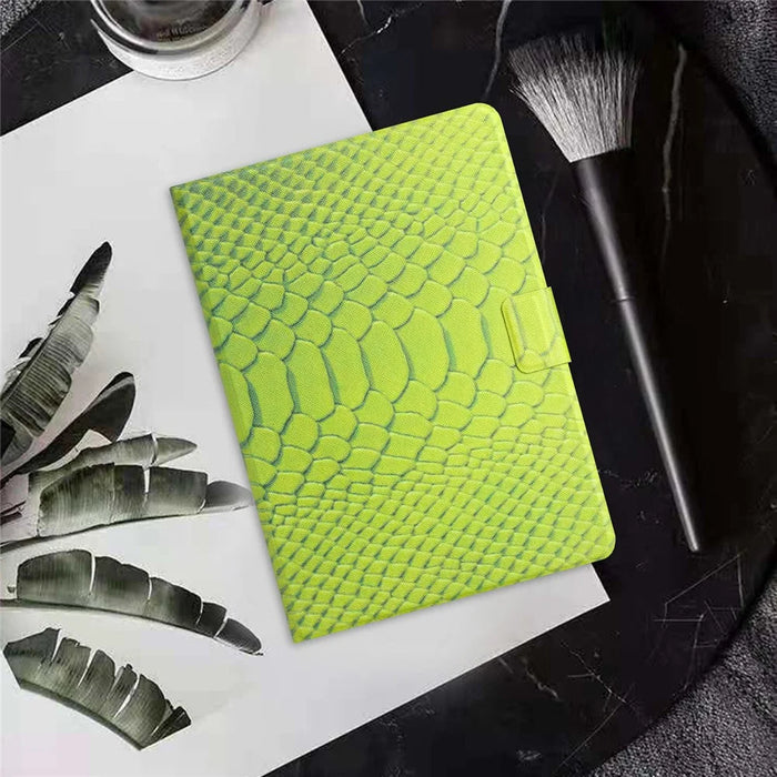 For Samsung Galaxy Tab A9 Pattern Folio Case Smart PU Leather Tablet Cover - Green Crocodile Pattern - 6