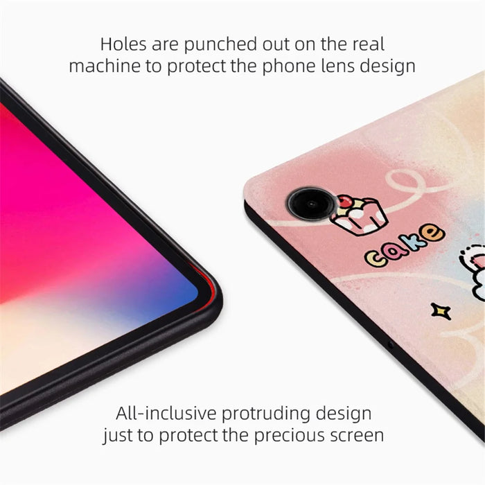 For Samsung Galaxy Tab A9 Smart Cover PU Leather Cartoon Pattern Stand Tablet Case - Angel Kitty - 4