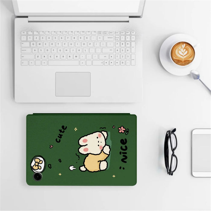 For Samsung Galaxy Tab A9 Smart Cover PU Leather Cartoon Pattern Stand Tablet Case - Angel Kitty - 5