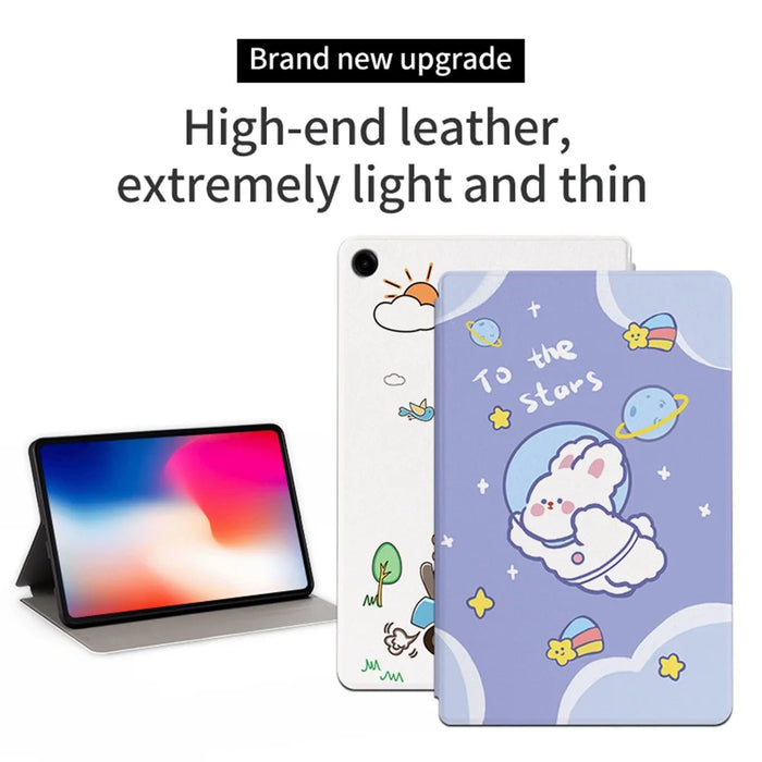 For Samsung Galaxy Tab A9+ Cartoon Pattern Cover PU Leather Smart Tablet Case - Space Rabbit - 2