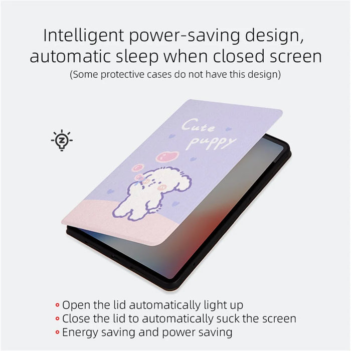 For Samsung Galaxy Tab A9+ Cartoon Pattern Cover PU Leather Smart Tablet Case - Space Rabbit - 3