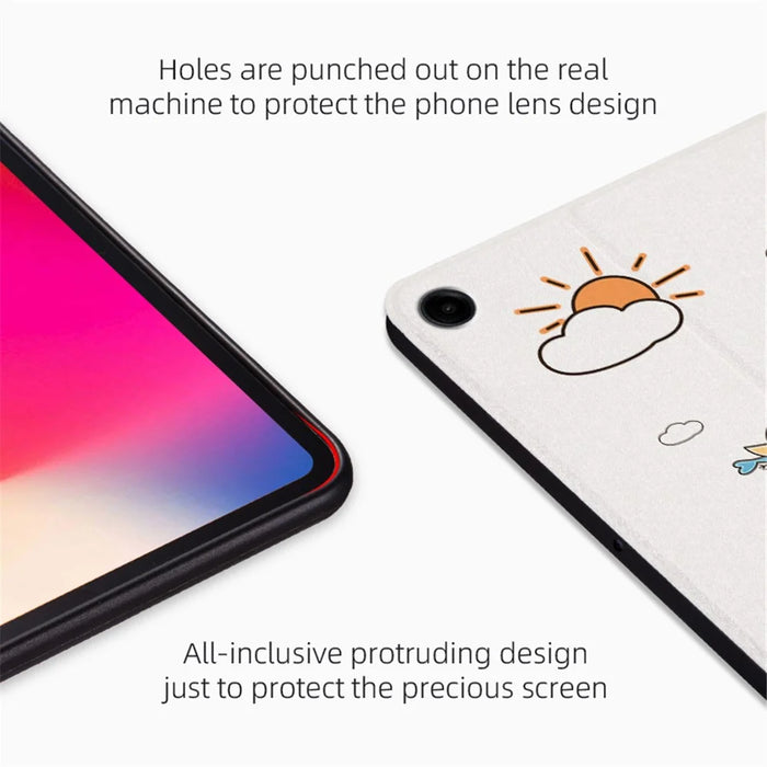 For Samsung Galaxy Tab A9+ Cartoon Pattern Cover PU Leather Smart Tablet Case - Space Rabbit - 5