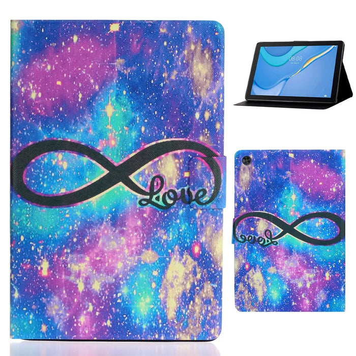 For Samsung Galaxy Tab A9 Case Card Holder Pattern Tablet Cover - 8-Shape Starry Sky - 1