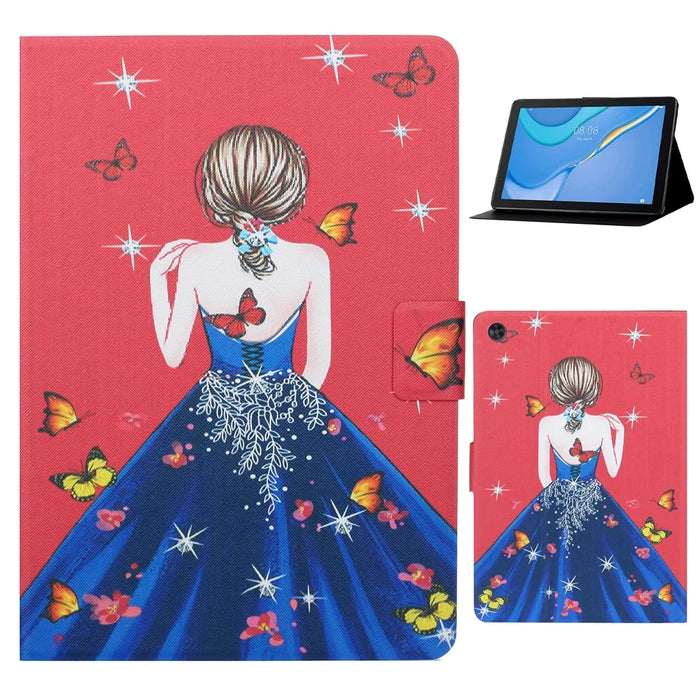 For Samsung Galaxy Tab A9 Case Card Holder Leather Stand Tablet Cover - Butterfly Girl - 1