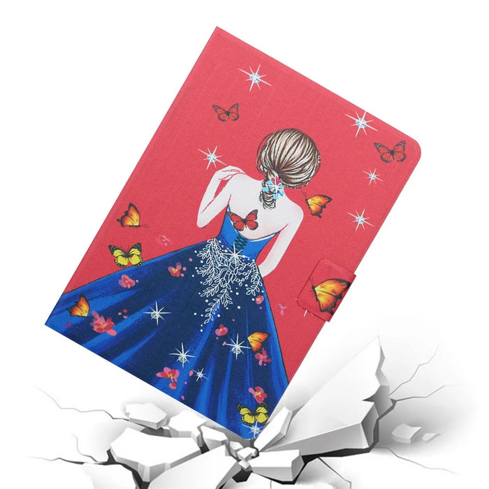 For Samsung Galaxy Tab A9 Case Card Holder Leather Stand Tablet Cover - Butterfly Girl - 4