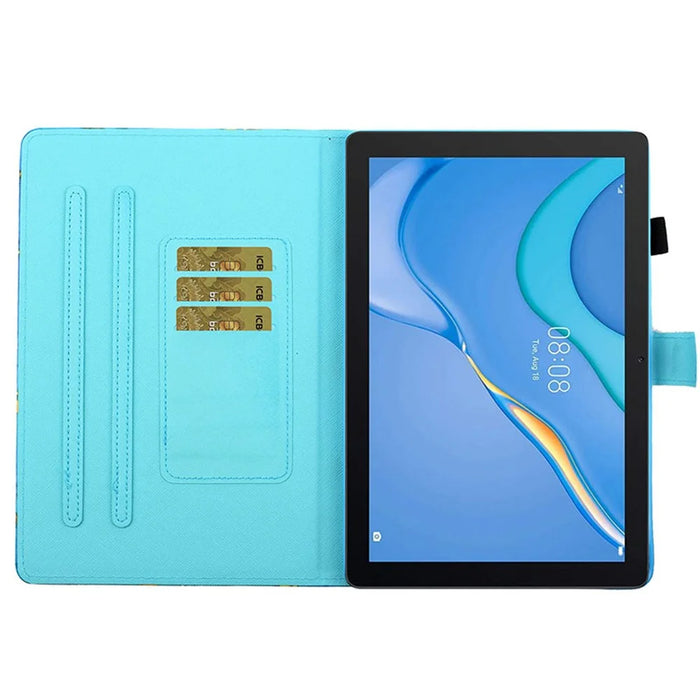 For Samsung Galaxy Tab A9 Case Pattern Stitching PU Leather Card Slots Tablet Cover - Panda - 2