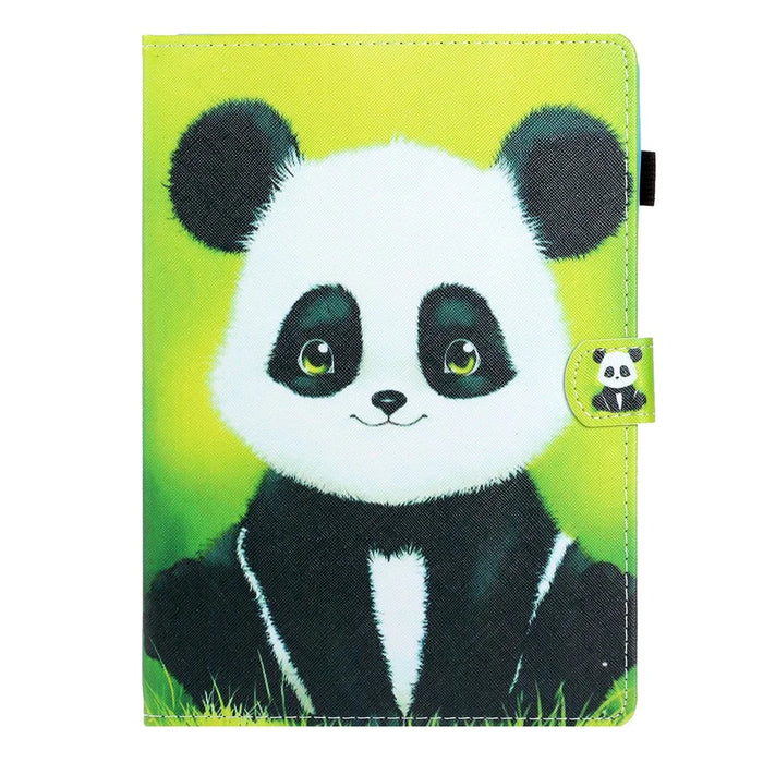 For Samsung Galaxy Tab A9 Case Pattern Stitching PU Leather Card Slots Tablet Cover - Panda - 6