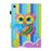 For Samsung Galaxy Tab A9+ Case Card Slots Pattern Printing Leather Tablet Cover - Rainbow Owl - 7
