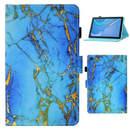 For Samsung Galaxy Tab A9+ Case Pattern Printing Tablet Cover with Card Holder - Marble - 1