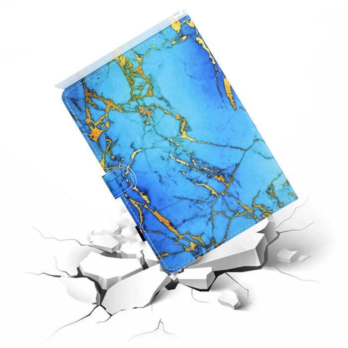 For Samsung Galaxy Tab A9+ Case Pattern Printing Tablet Cover with Card Holder - Marble - 7