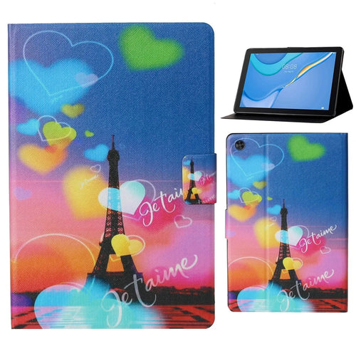 For Samsung Galaxy Tab A9+ Case Pattern Printing Card Slots Tablet Cover - Tower - 1