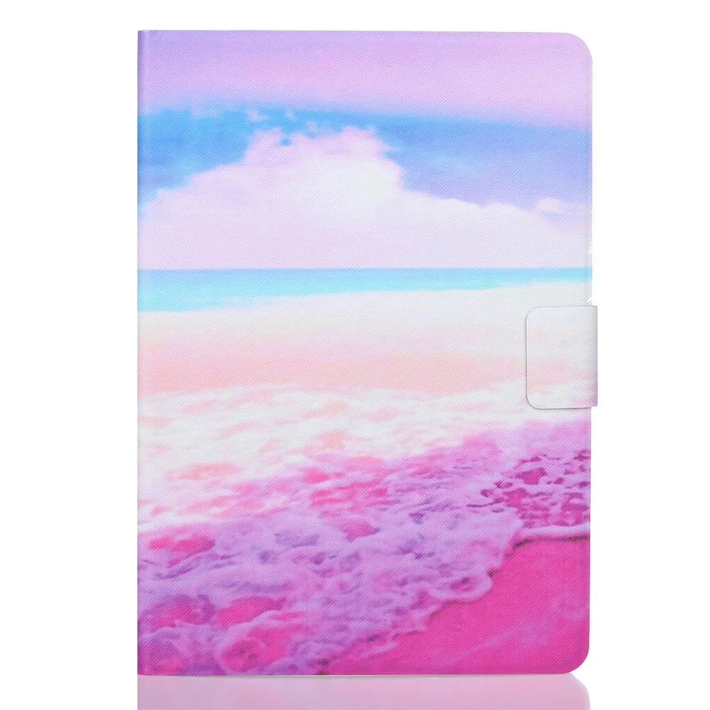 For Samsung Galaxy Tab A9+ Case PU Leather Tablet Cover with Card Holder - Pink Sea - 6