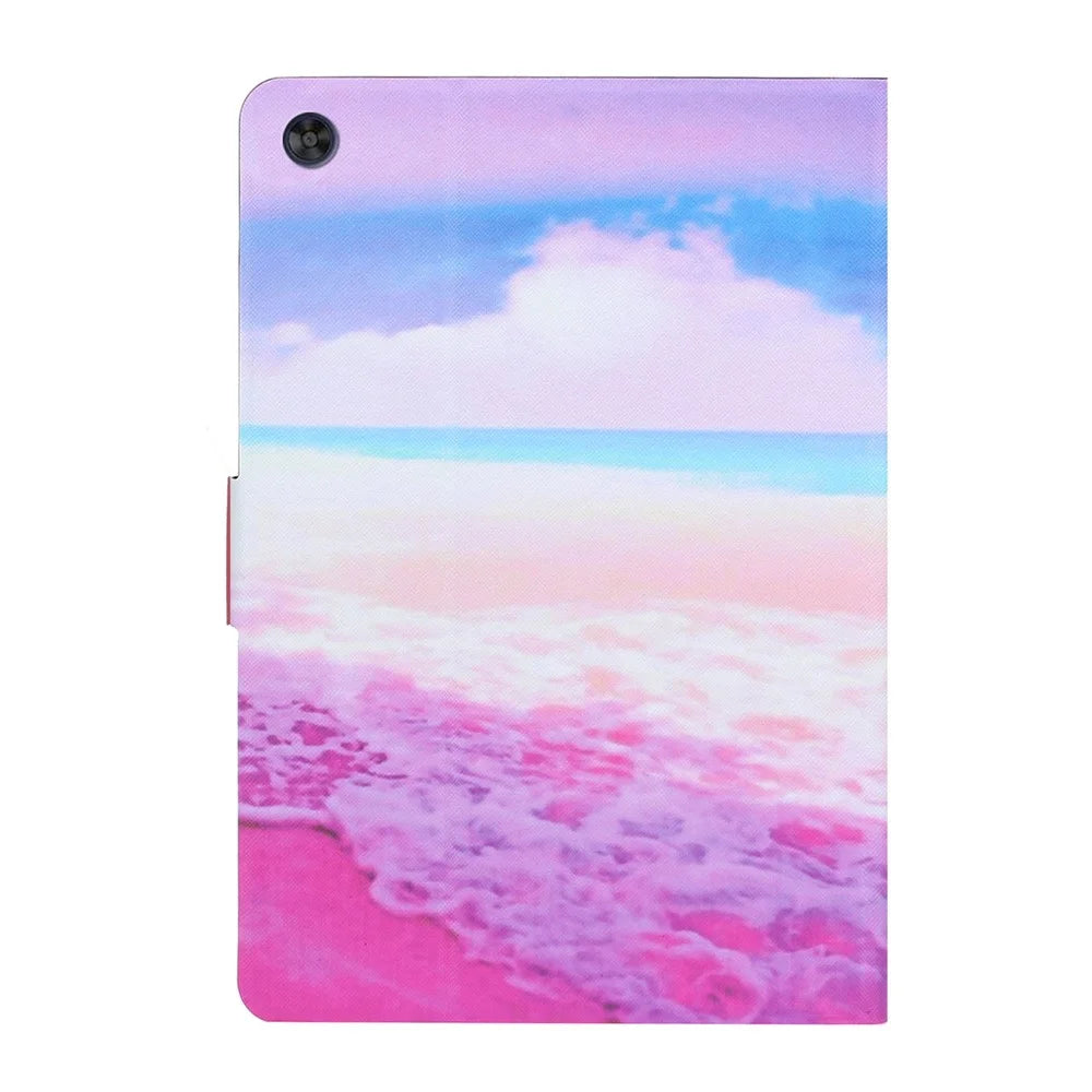 For Samsung Galaxy Tab A9+ Case PU Leather Tablet Cover with Card Holder - Pink Sea - 7
