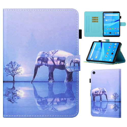 For Samsung Galaxy Tab A9+ Case Stand Tablet Cover with Card Slots - Tree and Elephant - 1
