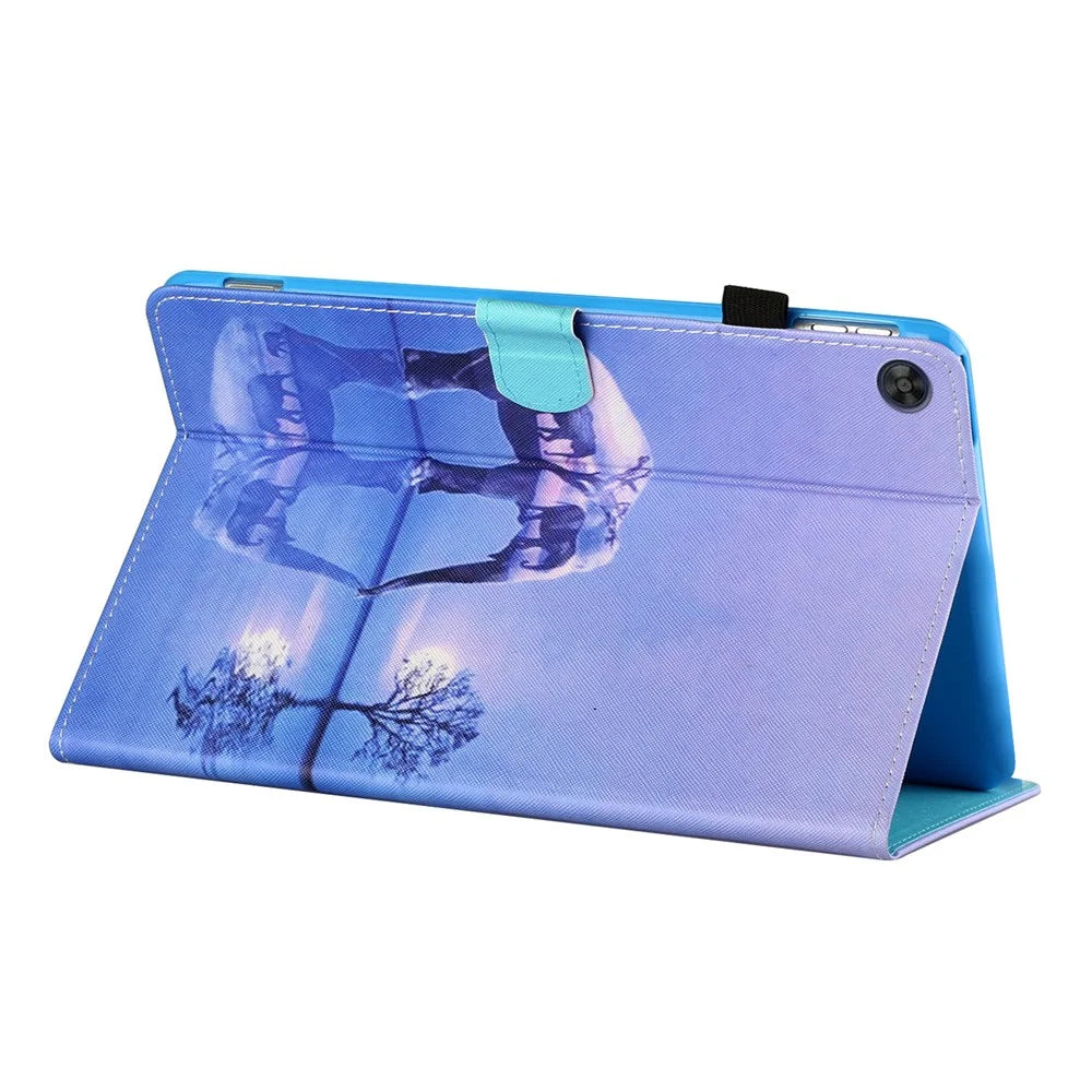 For Samsung Galaxy Tab A9+ Case Stand Tablet Cover with Card Slots - Tree and Elephant - 4