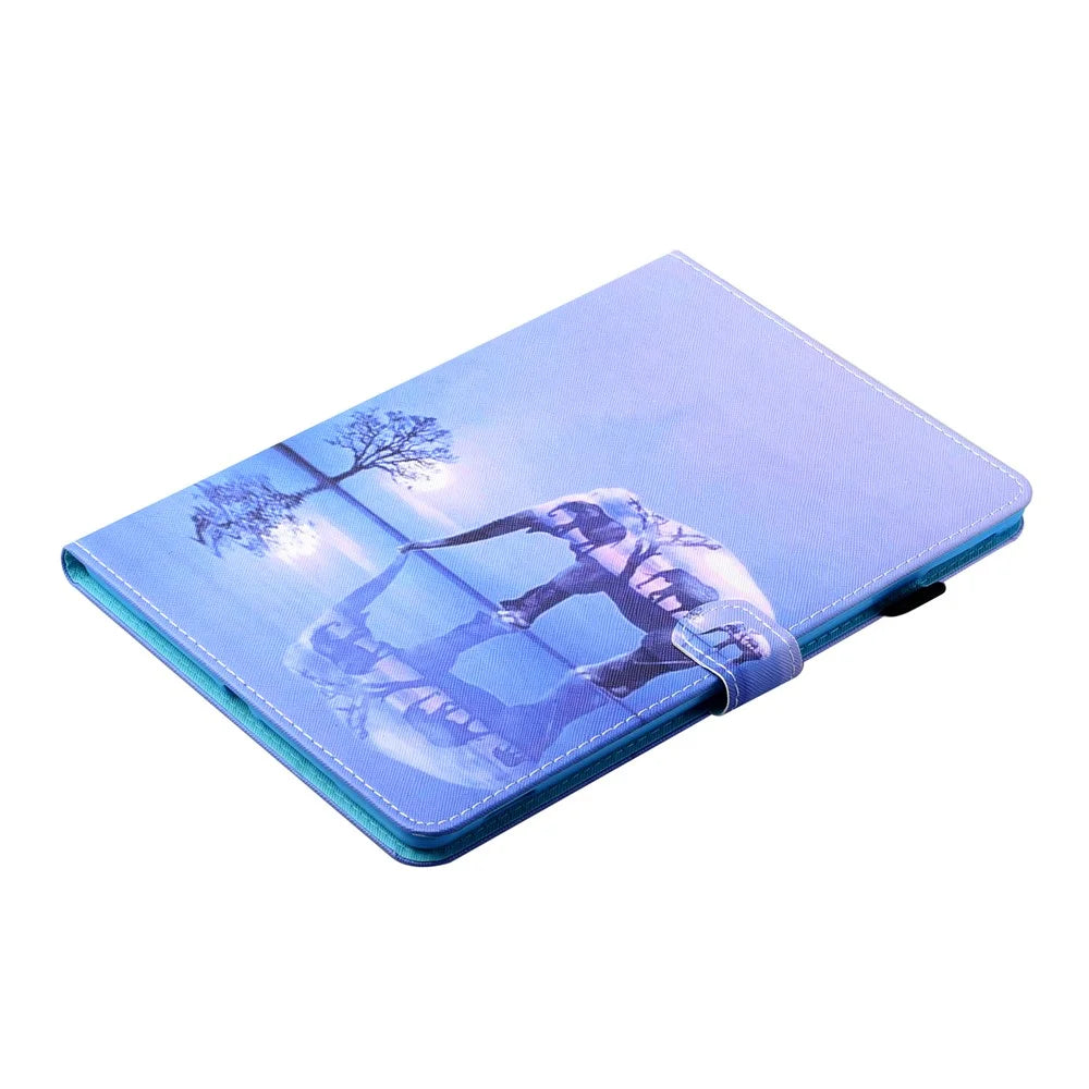 For Samsung Galaxy Tab A9+ Case Stand Tablet Cover with Card Slots - Tree and Elephant - 6