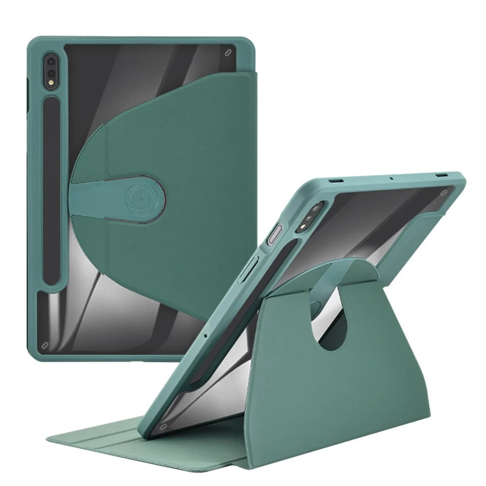 For Samsung Galaxy Tab S9+ / Tab S9 FE+ Case PC+TPU+PU Leather Stand Tablet Cover - Green - 1