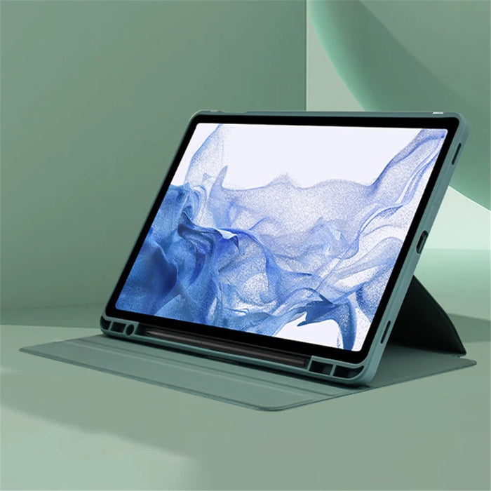 For Samsung Galaxy Tab S9+ / Tab S9 FE+ Case PC+TPU+PU Leather Stand Tablet Cover - Green - 3