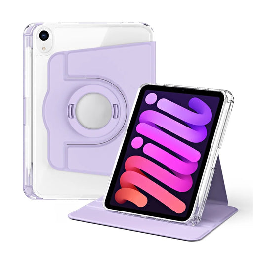 For iPad mini (2024) / mini (2021) Case PU Leather+Acrylic Stand Detachable Tablet Cover - Purple - 1