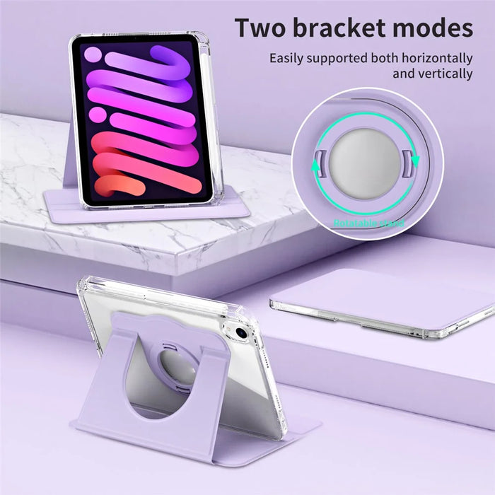 For iPad mini (2024) / mini (2021) Case PU Leather+Acrylic Stand Detachable Tablet Cover - Purple - 3