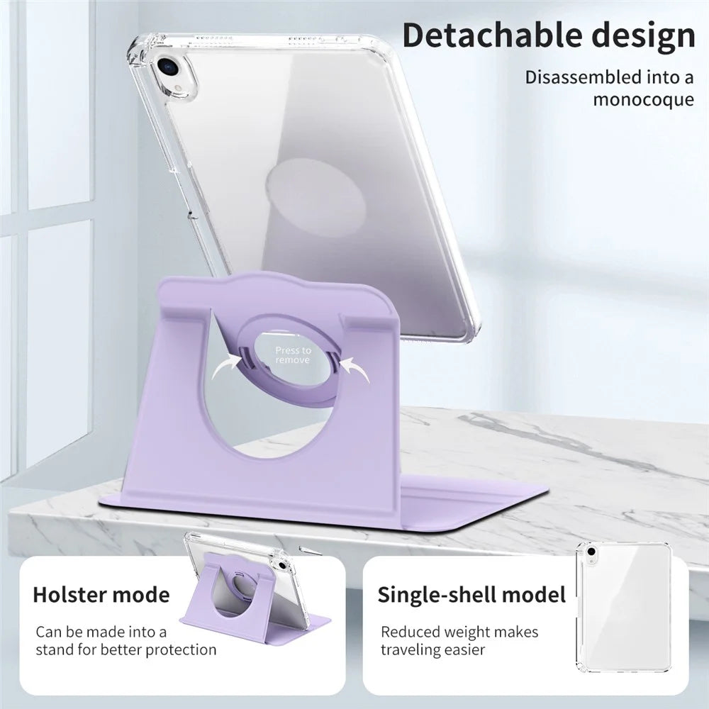 For iPad mini (2024) / mini (2021) Case PU Leather+Acrylic Stand Detachable Tablet Cover - Purple - 5