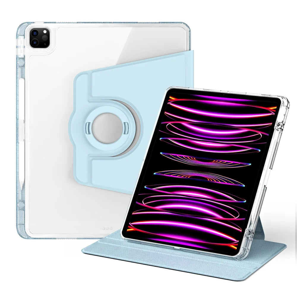 For iPad Pro 12.9 (2022) / (2021) / (2020) / (2018) Case Detachable Stand PU Leather+Acrylic Tablet Cover - Baby Blue - 1