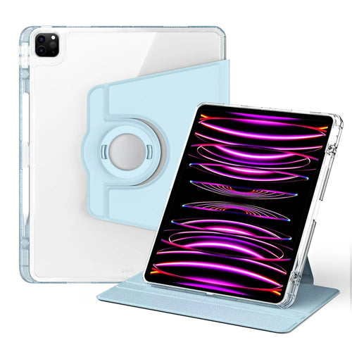 For iPad Pro 12.9 (2022) / (2021) / (2020) / (2018) Case Detachable Stand PU Leather+Acrylic Tablet Cover - Baby Blue - 1