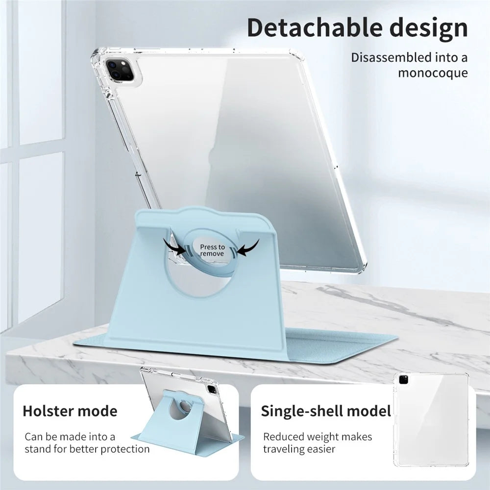For iPad Pro 12.9 (2022) / (2021) / (2020) / (2018) Case Detachable Stand PU Leather+Acrylic Tablet Cover - Baby Blue - 5