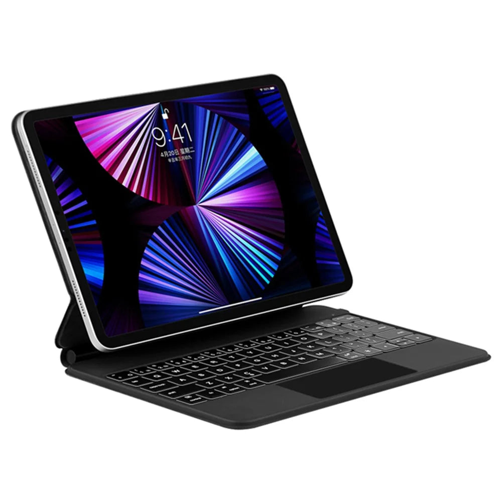 For iPad Pro 11 (2020) / (2021) / (2022) / (2018) / Air (2022) / (2020) Magnetic Floating Bluetooth-compatible Keyboard + Leather Tablet Case - Black - 5