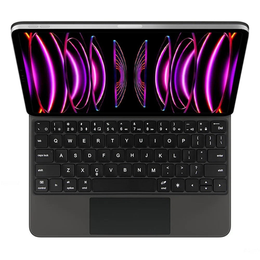 For iPad Pro 11 (2020) / (2021) / (2022) / (2018) / Air (2022) / (2020) Magnetic Floating Bluetooth-compatible Keyboard + Leather Tablet Case - Black - 6