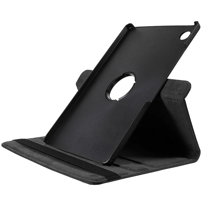 For Samsung Galaxy Tab A9+ Case Litchi Texture PU Leather+PC Flip Cover with 360 Degree Rotating Stand and Elastic Band Closure - Black - 3