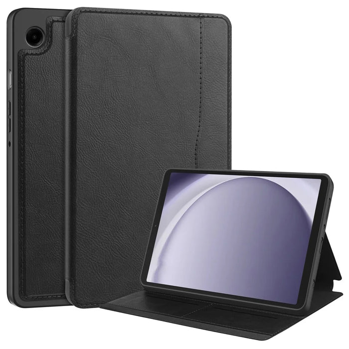For Samsung Galaxy Tab A9 Case PU Leather Wallet Stand Auto Wake  /  Sleep Tablet Cover - Black - 1