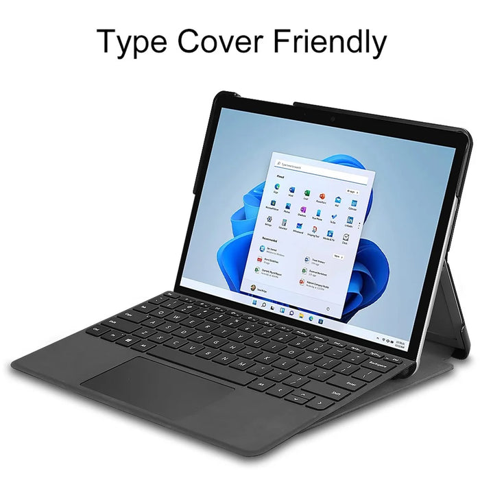 For Microsoft Surface Go 4 Case Foldable PU Leather Stand Full Protection Cover - Black - 2