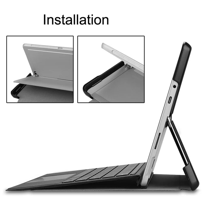 For Microsoft Surface Go 4 Case Foldable PU Leather Stand Full Protection Cover - Black - 6